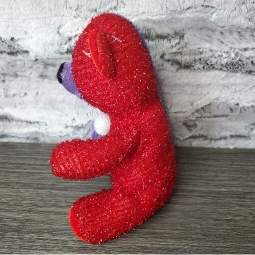 Half And Half Red Purple TEXTURED Teddy Bear Plush Red Hat Society Novelty